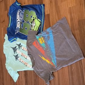 Boy's 4t Tshirt Bundle Lightning McQueen, Hot Wheels, Fighter Jets